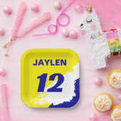 Farblicher Name und Anzahl Sportarten Pappteller (Party)