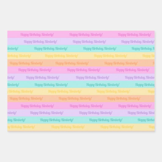 Farblicher Personalisierter Name Geschenkpapier Set (Vorderseite)