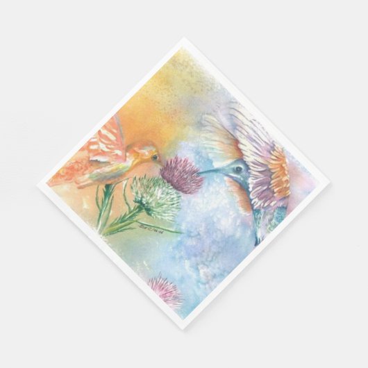 FARBLICHES HUMMISCHBIRDS-PARTY SERVIETTE (Ecke)