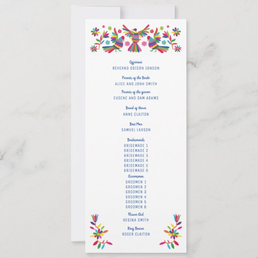 FARBLICHES MEXIKANISCHES OTOMI-PROGRAMM (Rückseite)