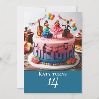 FARBLICHES MUSIK THEMED GEBURTSTAG CAKE PARTY EINLADUNG