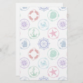Farbliches Nautikmuster Briefpapier (Vorne/Hinten)