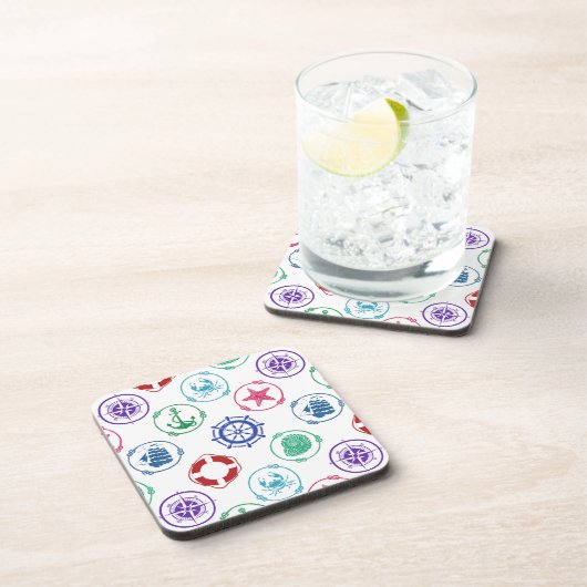 Farbliches Nautikmuster Getränkeuntersetzer (Rechte Seite)