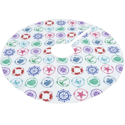 Farbliches Nautikmuster Polyester Weihnachtsbaumdecke (Schrägansicht)