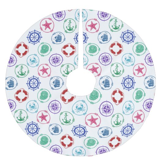 Farbliches Nautikmuster Polyester Weihnachtsbaumdecke (Vorderseite)