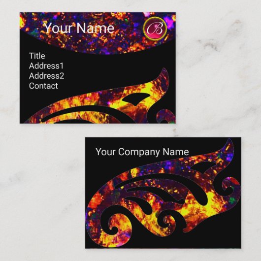 FARBLICHES OPAL WING MONOGRAM, ROT RUBY VISITENKARTE (Vorne/Hinten)