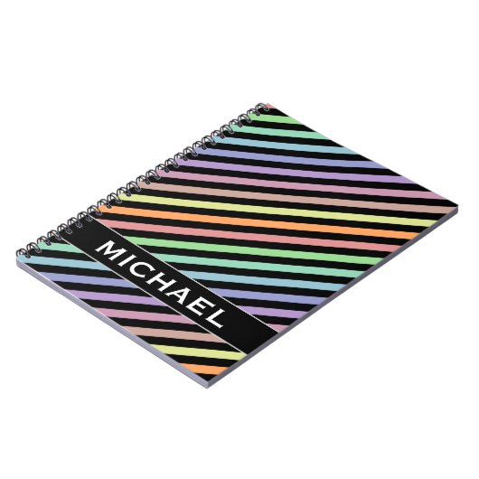 Farblinien für Schwarz und Pastellfarben + Individ Notizblock (Linke Seite)