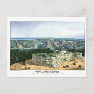 FarbLithograph 1852 - View of Washington Postkarte