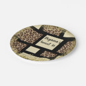 Farblock Creme Elfenbein Schwarz & Leopard Gepard Pappteller (Schrägansicht)