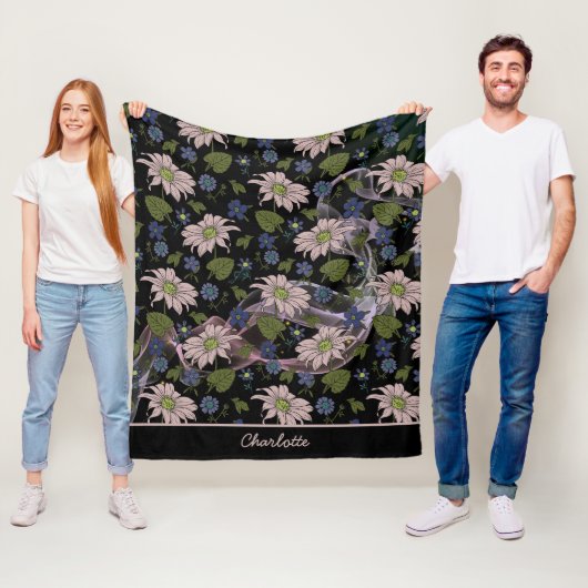 Farblose, nahtlose Blumenmuster, personalisierter Fleecedecke (Beispiel)