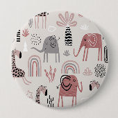 Farblose nahtlose Muster mit niedlichen Elefanten  Button (Vorderseite)