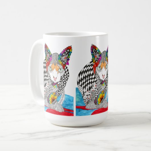 Farblose Sphynx KatzenTasse Kaffeetasse (Vorderseite Links)