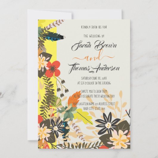 FARBLOW YELLOW BOHO FLORAL EINLADUNG (Vorderseite)