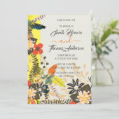 FARBLOW YELLOW BOHO FLORAL EINLADUNG (Stehend Vorderseite)