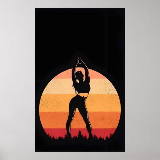 Farbmädchen Vintage Silhouette Poster (Vorne)