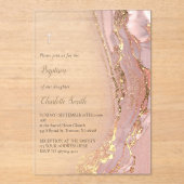 Farbmarmor | Taufe Acryleinladungen (Vorderseite)