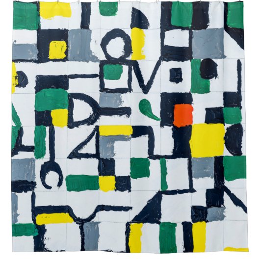 Farbmesser; Abstrakte Rastermalerei; Duschvorhang (Vorderseite)