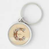 Farbmonogramm C: Blumen und Reben personalisierbar Schlüsselanhänger (Vorne)