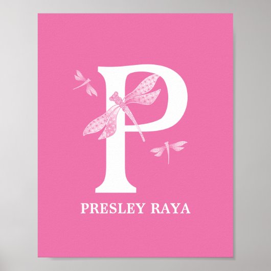 Farbmonogramm Letter P Dragonfly Girl Room Poster (Vorne)