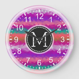 Farbmosaik Modernes Monogramm #20 Große Wanduhr