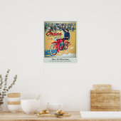 Farbmotorrad im Vintage-Stil Poster (Küche)