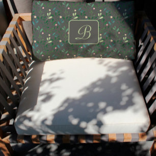 Farbmuster Blätter Monogramm Lumbalkissen Lendenkissen