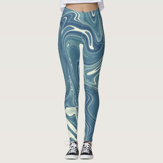 Farbmuster Blau und Grau Leggings (Vorderseite)