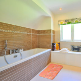 Farbmuster Blume Rosa Gelb Orange Badematte