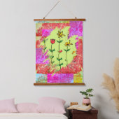 Farbmuster Blumen Wandteppich Mit Holzrahmen (Schlafzimmer)
