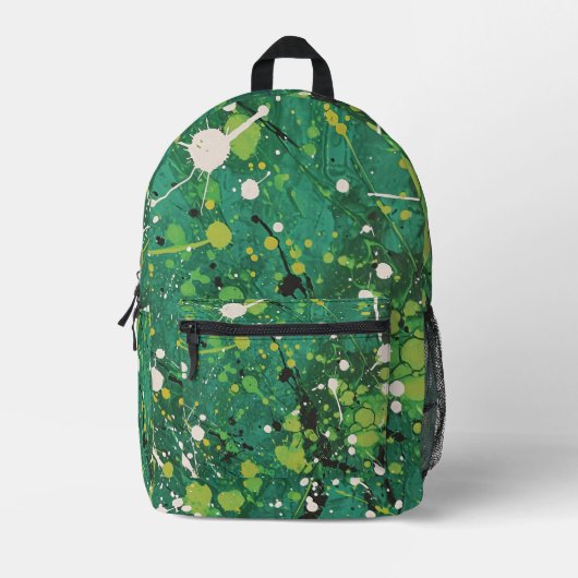 Farbmuster für grünen Spritzer Bedruckter Rucksack (Vorderseite)