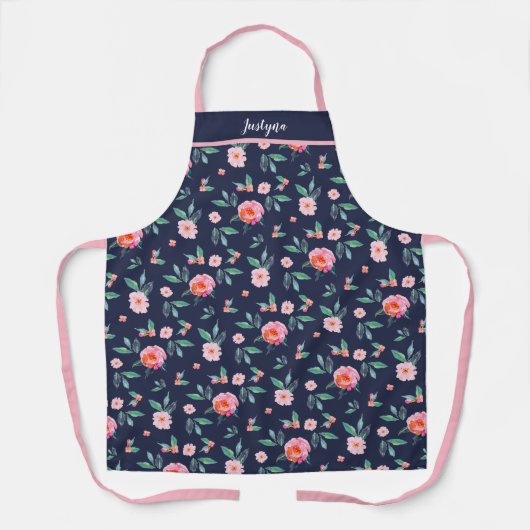 Farbmuster für rosa blaue Flora Schürze (Vorderseite)