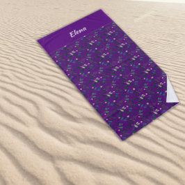 Farbmuster grüne Blattbezeichnung lila Strandtuch