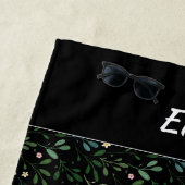 Farbmuster grüner Blattname schwarz Strandtuch (Beispiel)