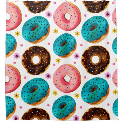 Farbmuster mit Rosa, Blau und Schokolade d Duschvorhang (Vorderseite)