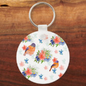 Farbmuster mit Vögeln und Blume Schlüsselanhänger (Rückseite)