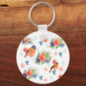 Farbmuster mit Vögeln und Blume Schlüsselanhänger (Vorderseite)