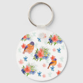 Farbmuster mit Vögeln und Blume Schlüsselanhänger (Rückseite)