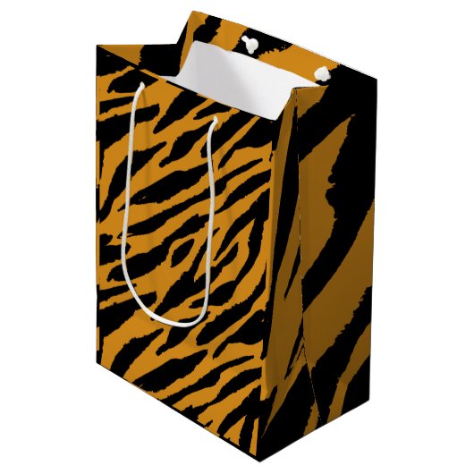 Farbmuster von Tiger-Tieren Mittlere Geschenktüte (Vorderseite Schrägansicht)