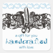 Farbnähstickerei mit Bruchstück Quadratischer Aufkleber (Vorderseite)