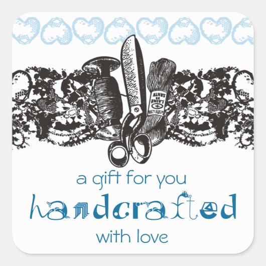 Farbnähstickerei mit Bruchstück Quadratischer Aufkleber (Vorderseite)