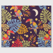 Farbnahtlos, exotische Vögel und Pflanze Geschenkpapier (Flach)