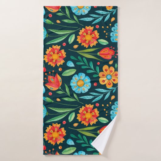 Farbnahtlose handillustrierte Blume Badehandtuch (Badehandtuch)