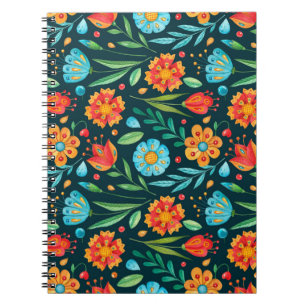 Farbnahtlose handillustrierte Blume Notizblock