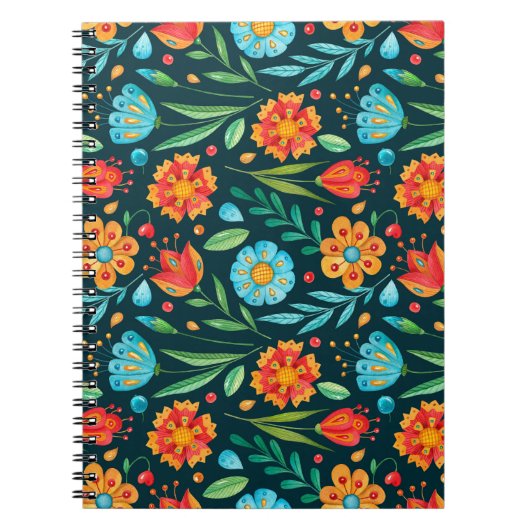 Farbnahtlose handillustrierte Blume Notizblock (Vorderseite)