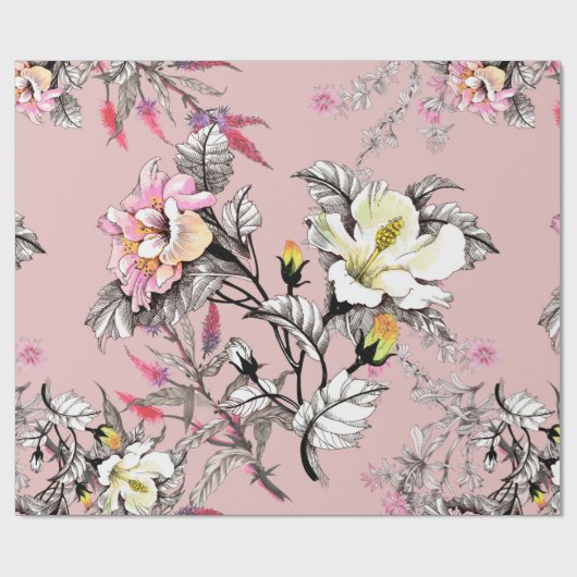 Farbnahtloses Muster mit Blätter und Farbtönen Geschenkpapier (Flach)