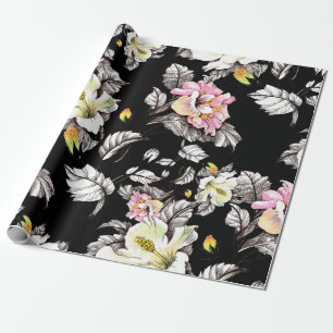 Farbnahtloses Muster mit Blätter und Farbtönen Geschenkpapier