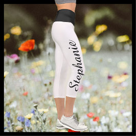 FARBname Schwarz-weiße Yoga-Capri-Leggings Capri Leggings