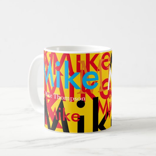 Farbnamen Pop Muster personalisiert Tasse (Vorderseite Links)