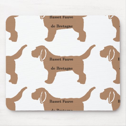 Farbnamen-Silhouette Basset Fauve de Bretagne Mousepad (Vorne)
