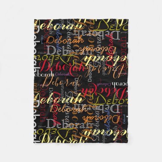 Farbnamensmuster auf schwarz fleecedecke (Vorderseite)